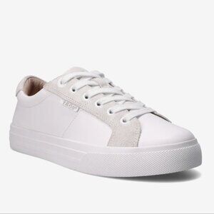 Size 8.5 Taos Heart and Soul Lux Leather Women's Sneakers, White Ice Suede, Used
